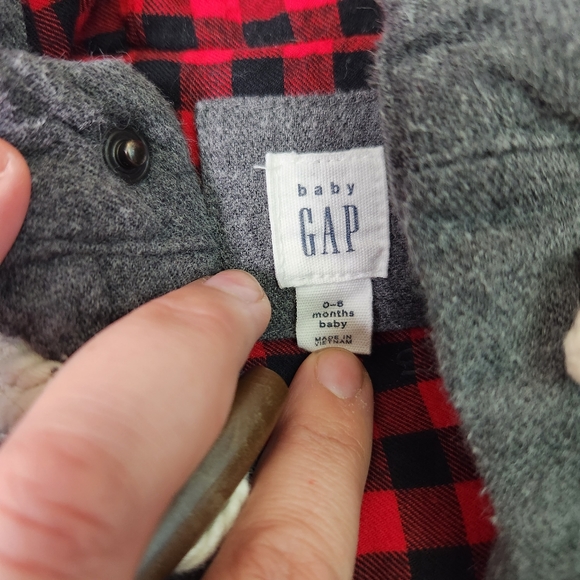 Baby Gap Boys Puffer Hooded Vest Grey Button Up 100% Cotton Size 0-6 mo - Picture 2 of 10